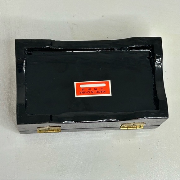 Oriental Hand Carved Pagoda Diorama Cork Art Wooden Trinket Jewelry Box Glass - Picture 4 of 9